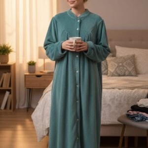 Winter Comfort Fleece Button Gown