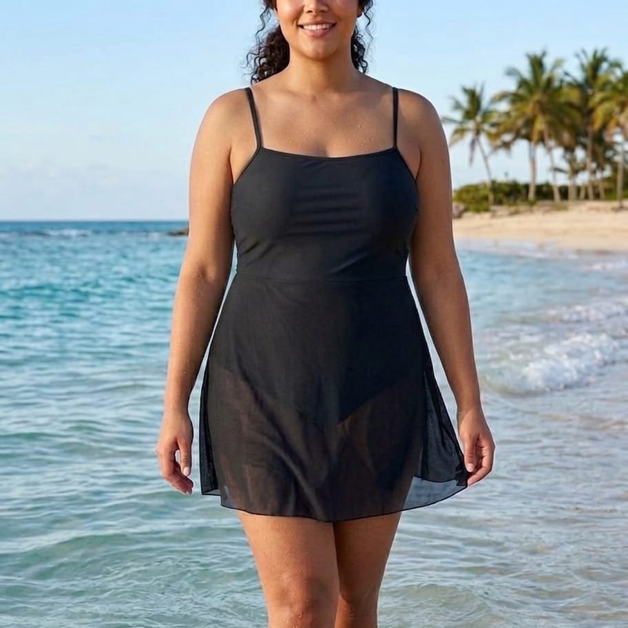 Elegant Mesh Overlay Swimdress